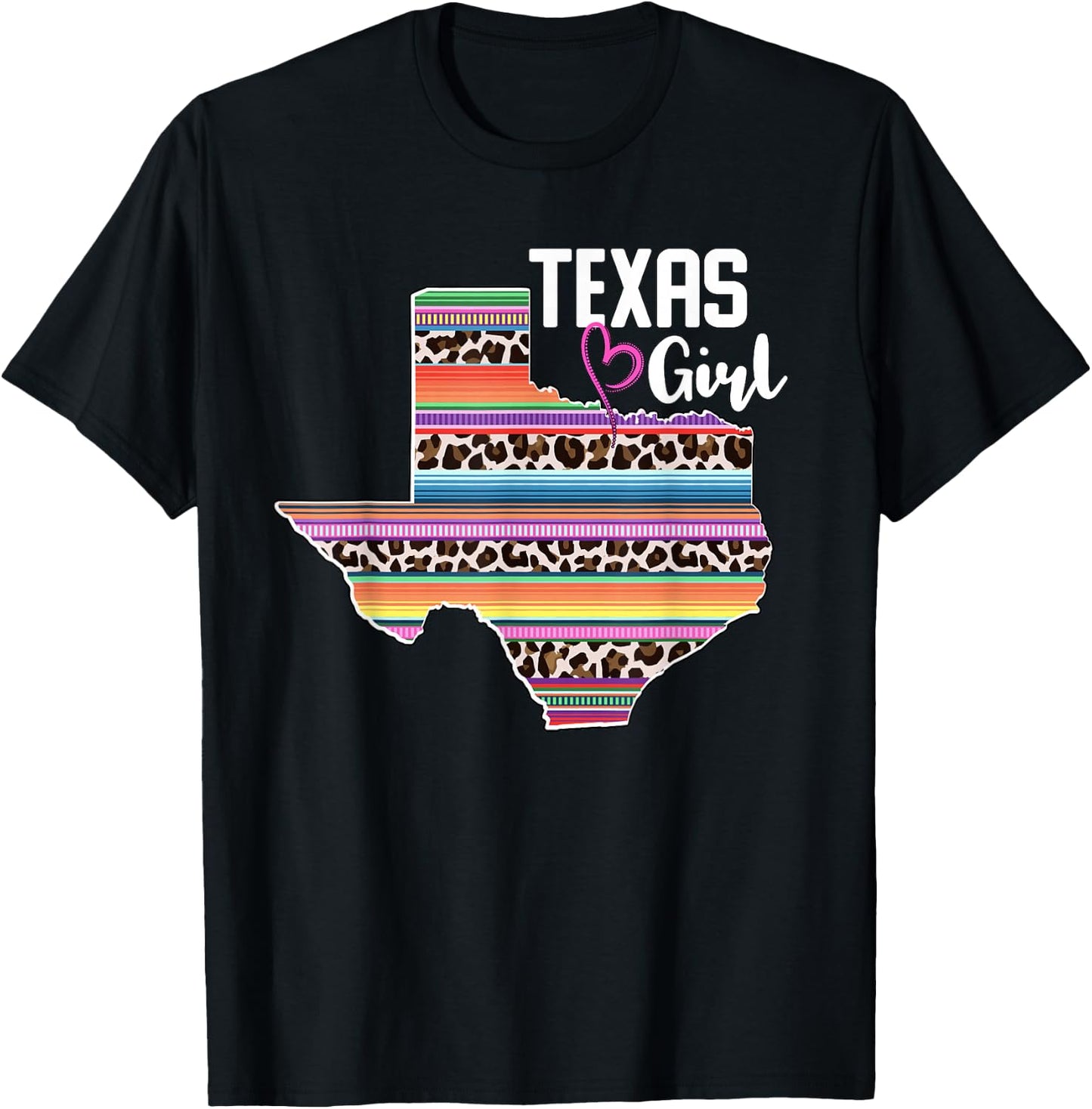 Retro Texas Girl Sunflower Leopard Rustic Black State Pride T-Shirt - T-Shirt | Black