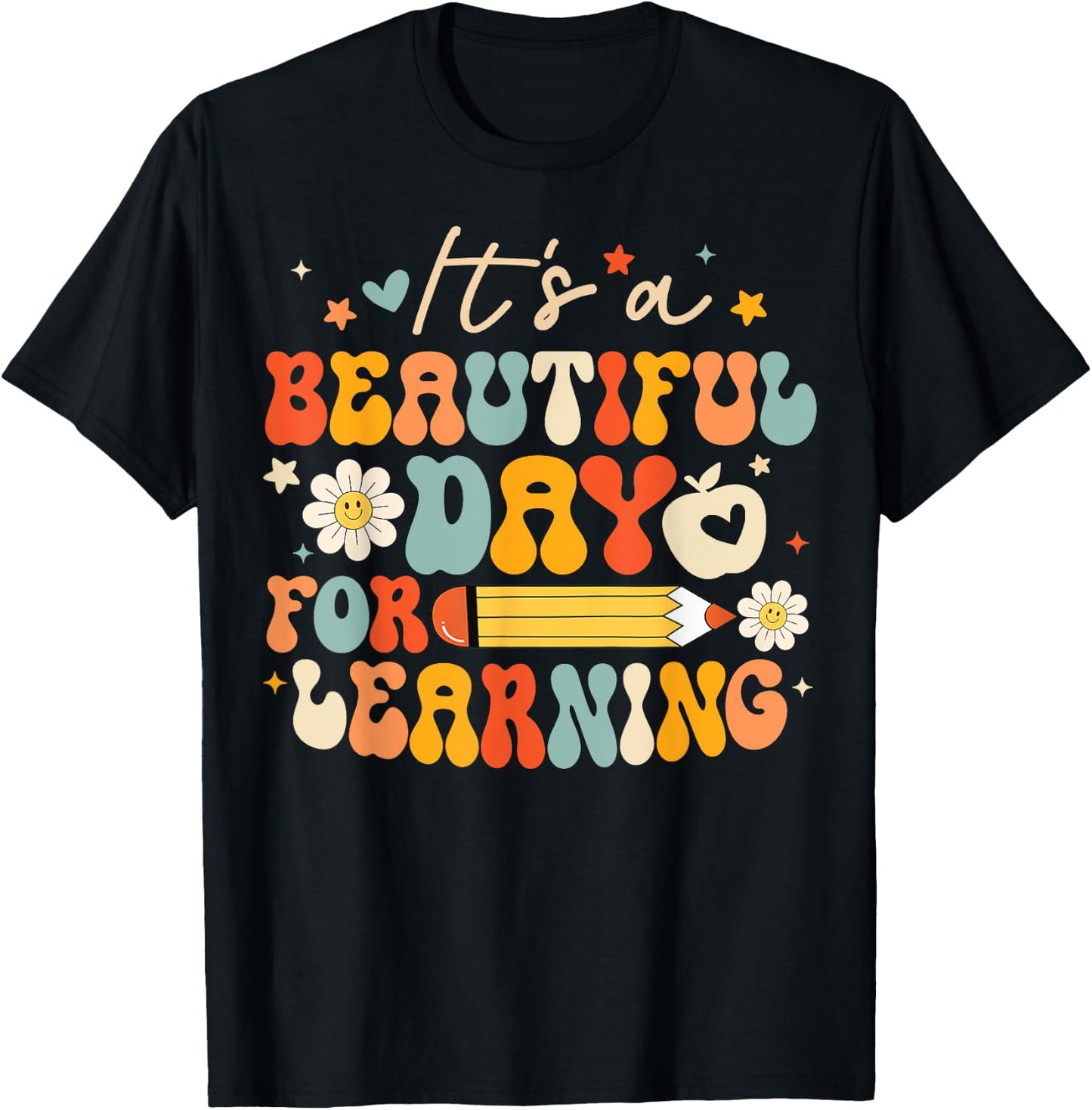It's Beautiful Day For Learning Back To School Retro Teacher Women Kids T-Shirt - T-Shirt | Black