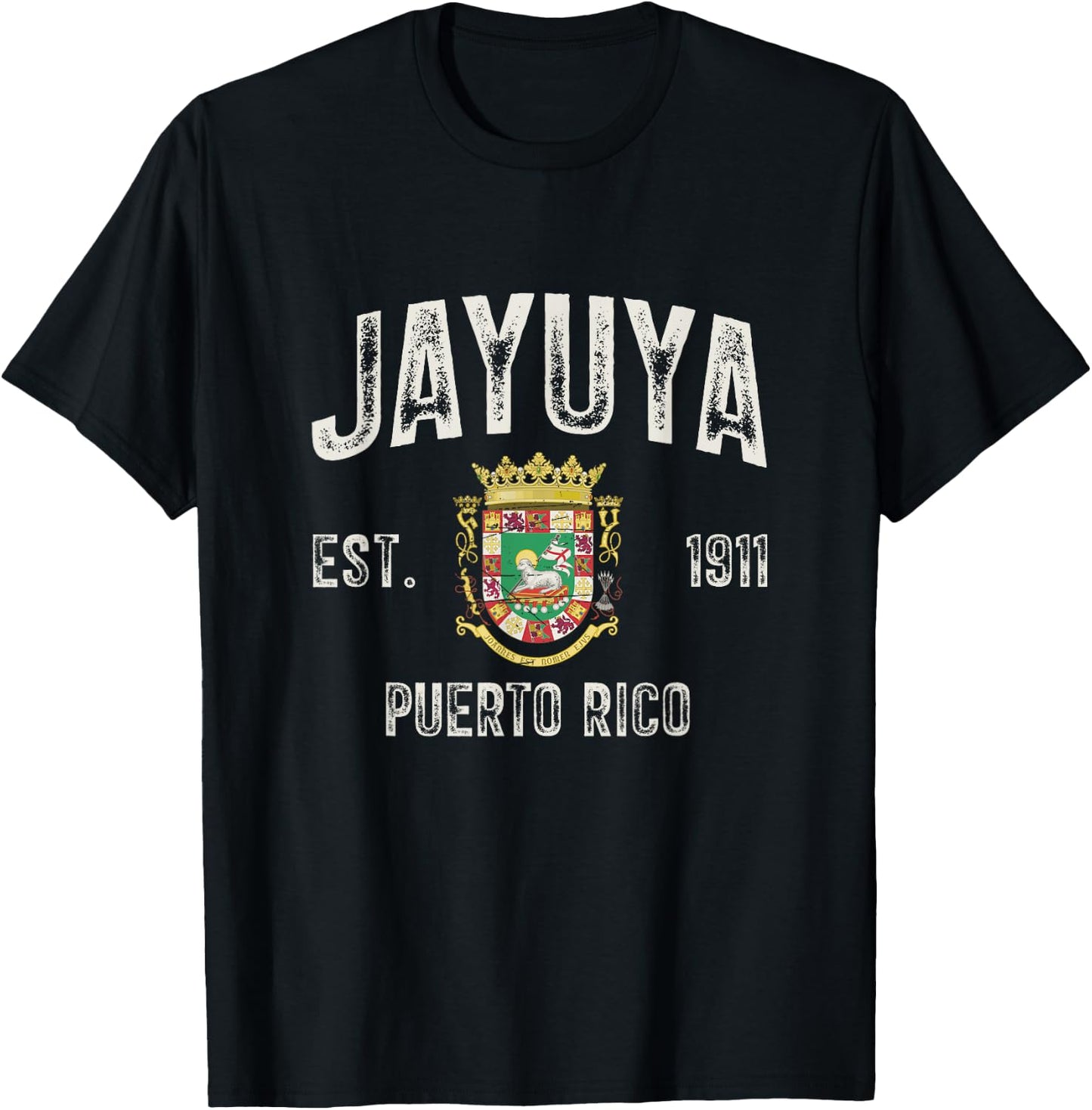 Jayuya City In Puerto Rico Est 1911, Puerto Rico Armorial T-Shirt - T-Shirt | Black