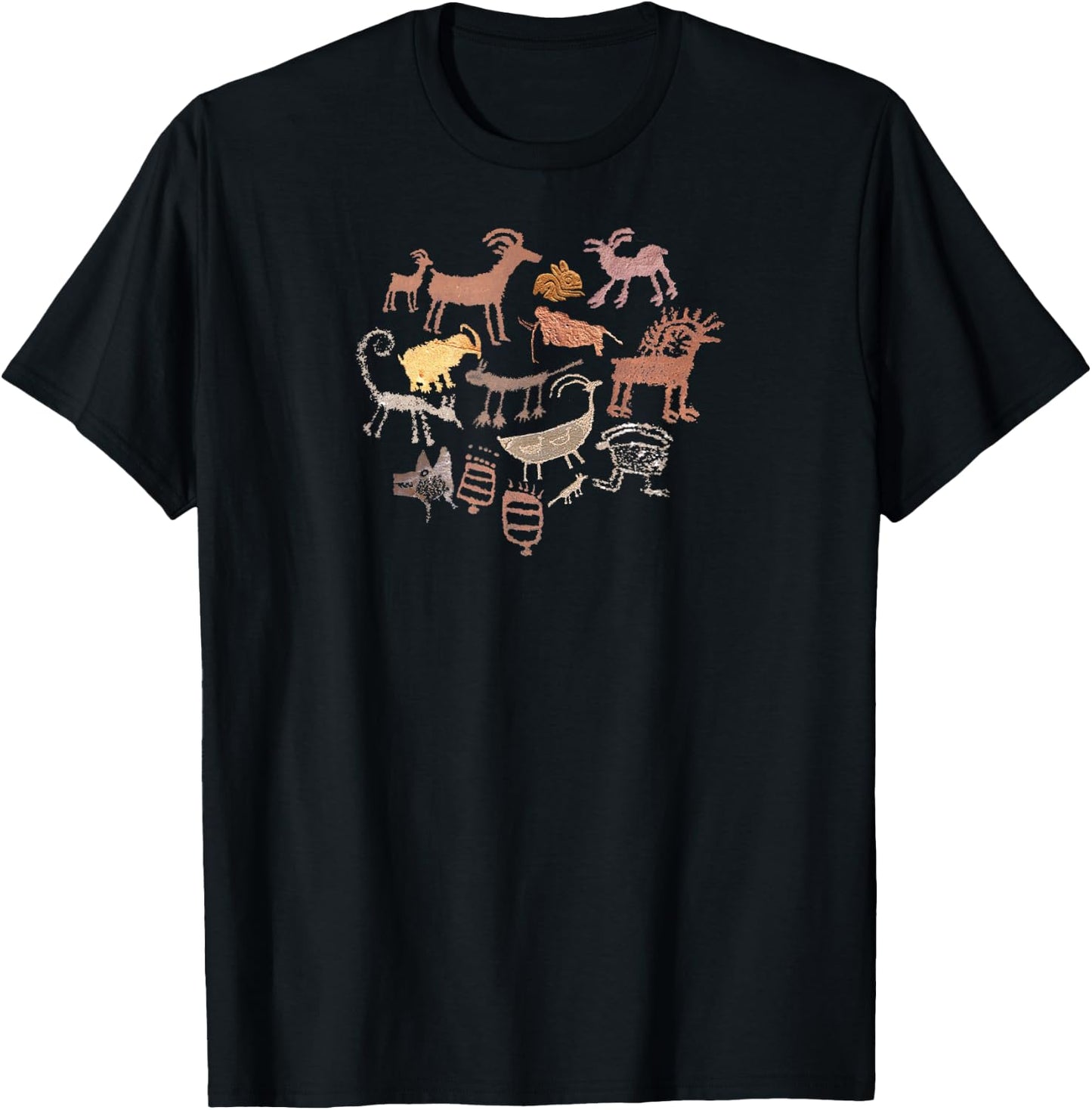 Animal Petroglyphs. Rock Art. T-Shirt - T-Shirt | Black