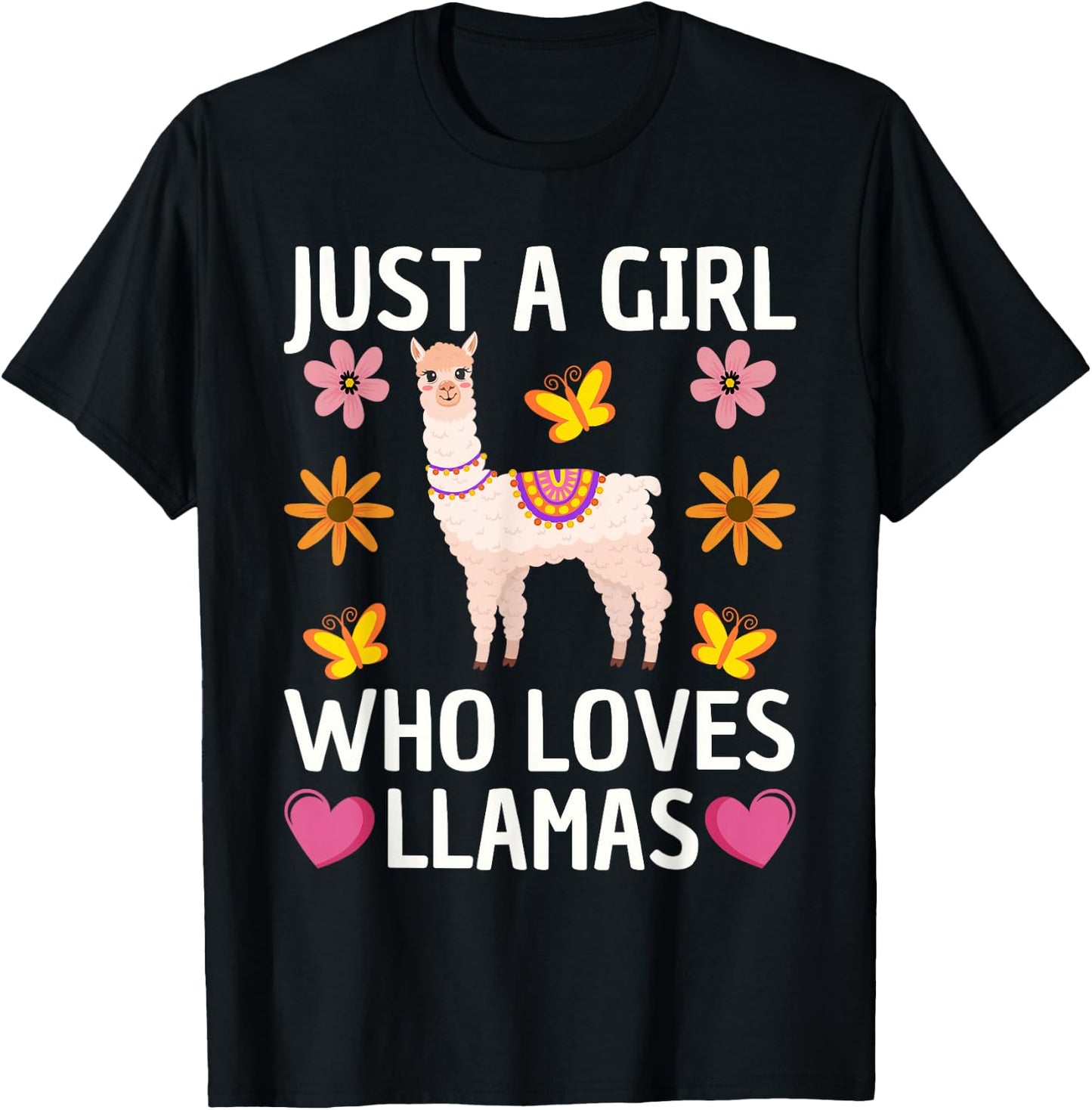 Cute Llama Girls Farming Llama Lovers Alpaca Farm T-Shirt - T-Shirt | Black