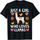 Cute Llama Girls Farming Llama Lovers Alpaca Farm T-Shirt - T-Shirt | Black