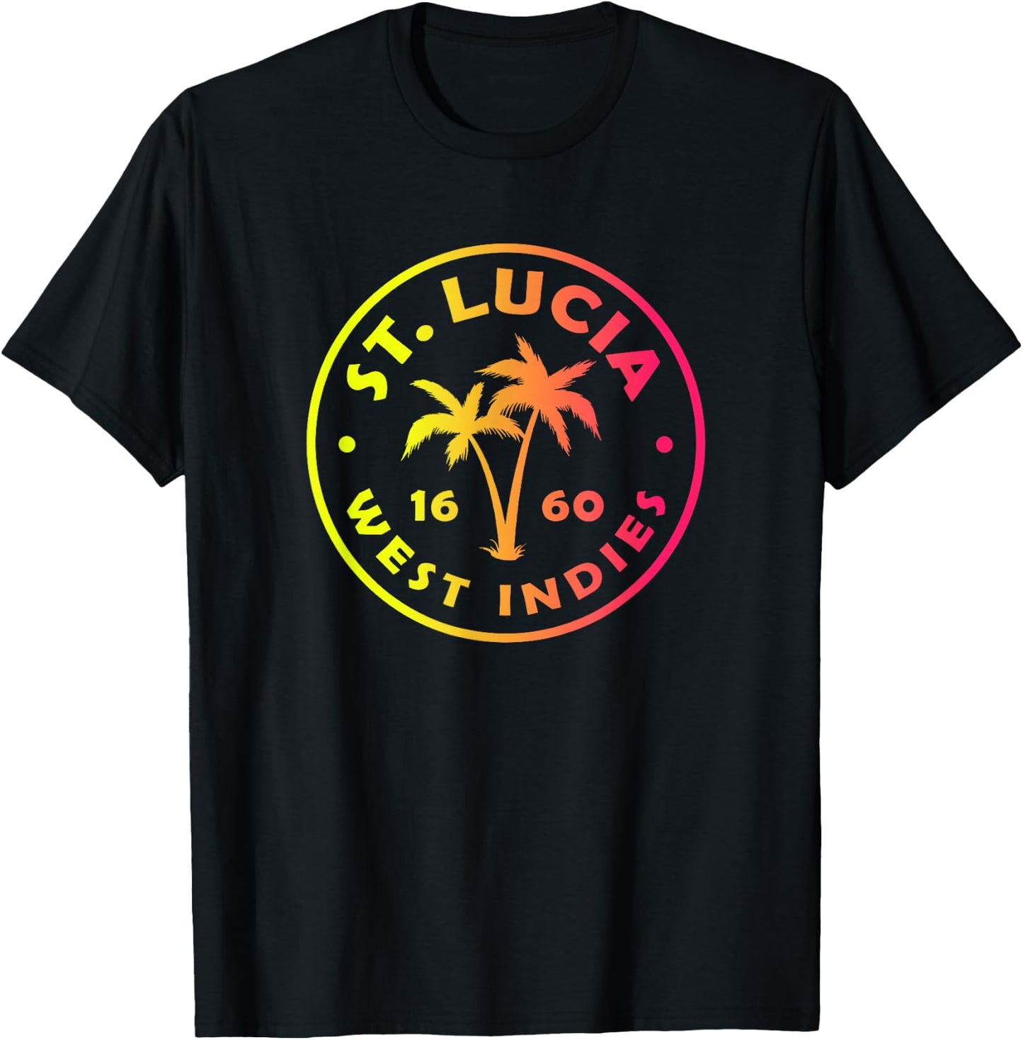 St Lucia Colorful Palm Tree Tie Dye Boys Girls Souvenir T-Shirt - T-Shirt | Black