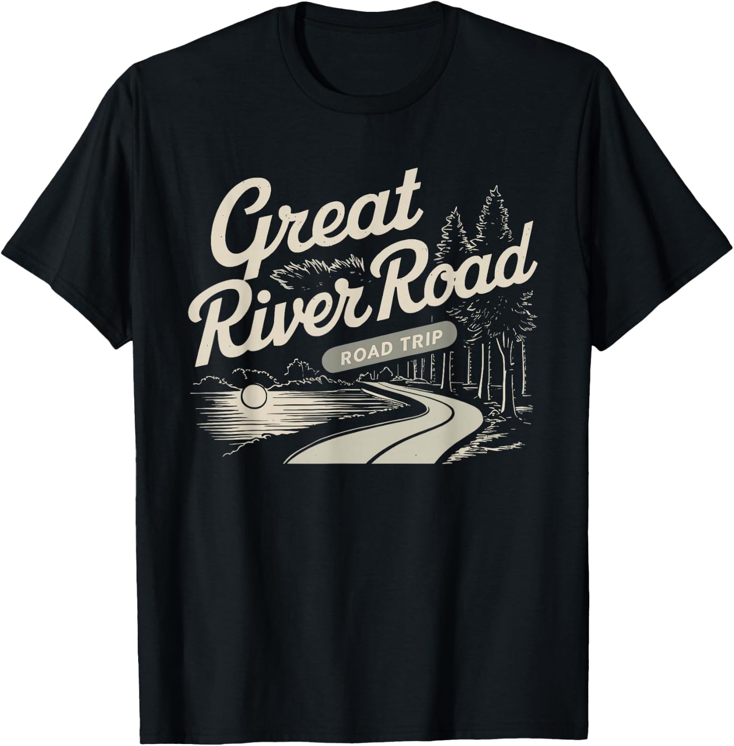 Great River Road Road Trip Scenic Byway Travel Souvenir T-Shirt - T-Shirt | Black