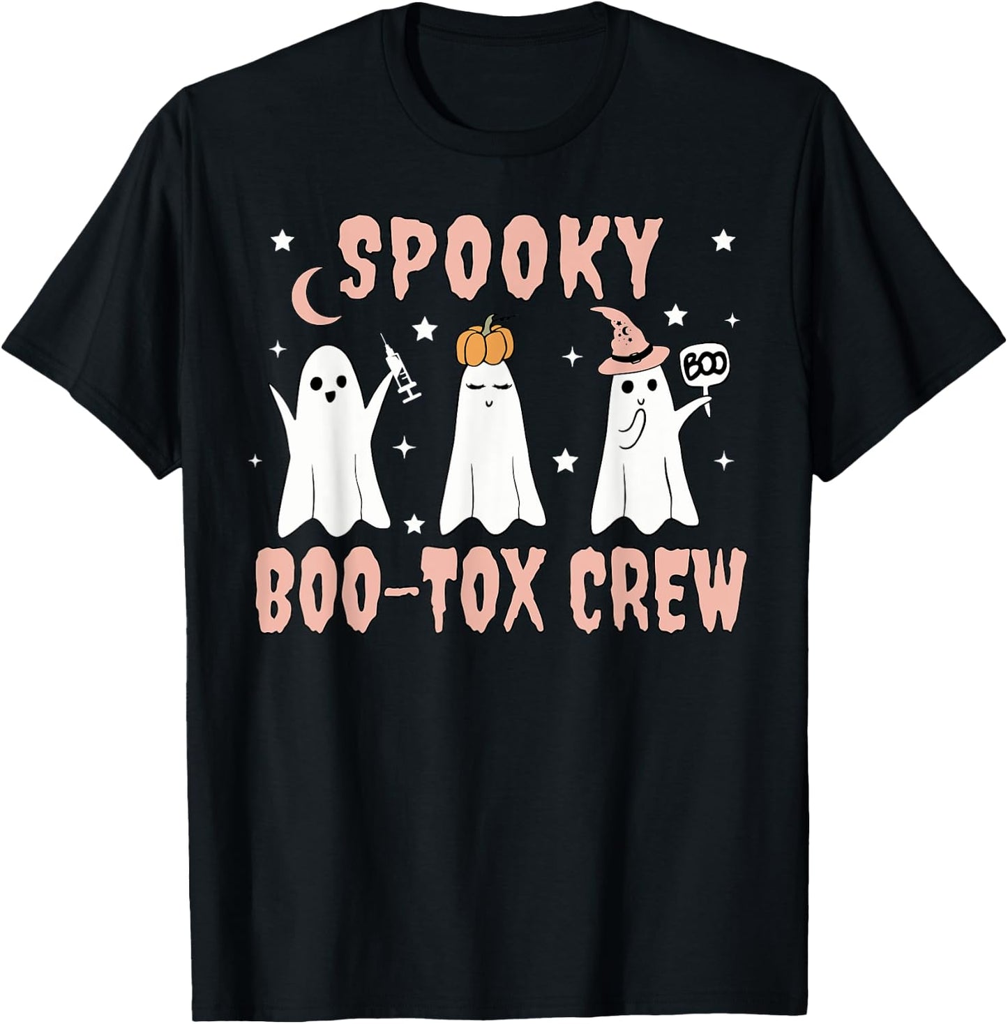 Ghost Spooky Boo-tox Crew Aesthetic Nurse Injector Halloween T-Shirt - T-Shirt | Black