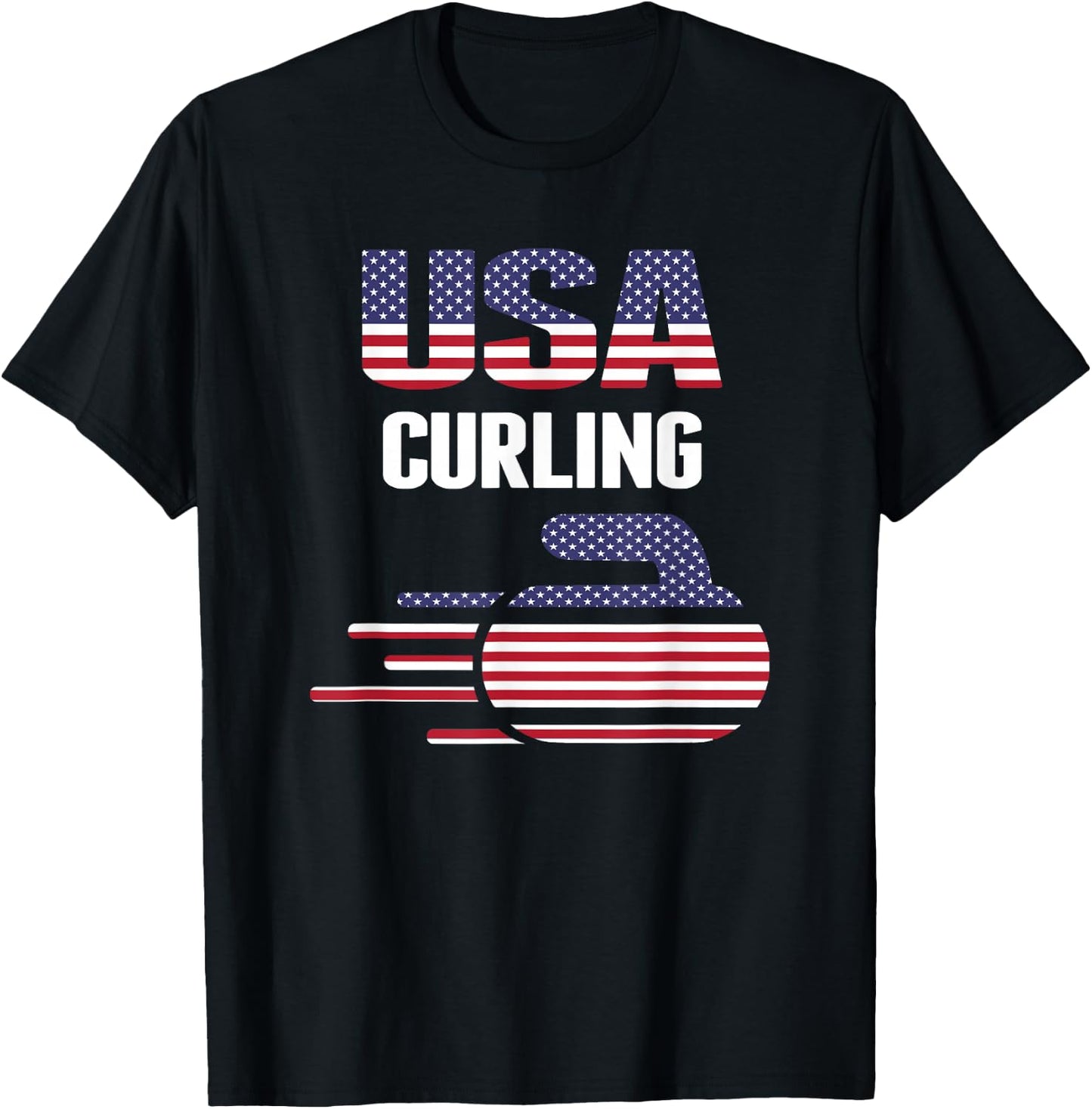 USA Team Curling Rock Jersey - Vintage Winter Sports Lovers T-Shirt - T-Shirt | Black