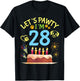 Big Cake Fireworks Dog Face Paw Let's Pawty I'm 28 Years Old T-Shirt - T-Shirt | Black