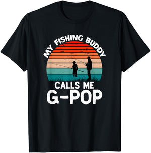 My Fishing Buddy Calls Me G-Pop Retro Vintage Grandpa GPop T-Shirt - T-Shirt | Black