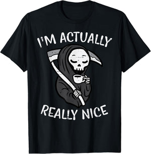 Halloween Grim Reaper Im Really Nice Costume Women Kids Men T-Shirt - T-Shirt | Black