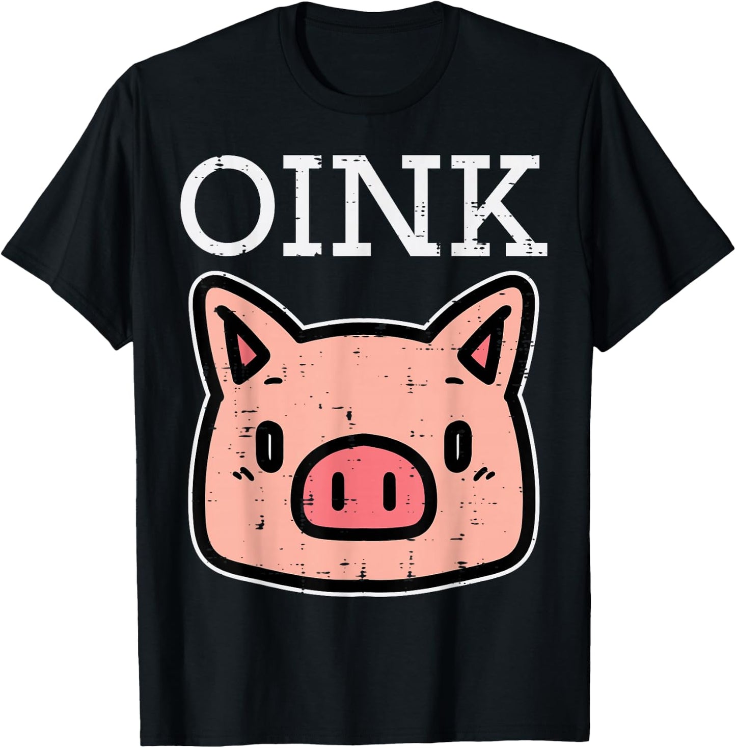 Oink Pig Face Cute Hog Head Girls Boys Kids Toddler Women T-Shirt - T-Shirt | Black