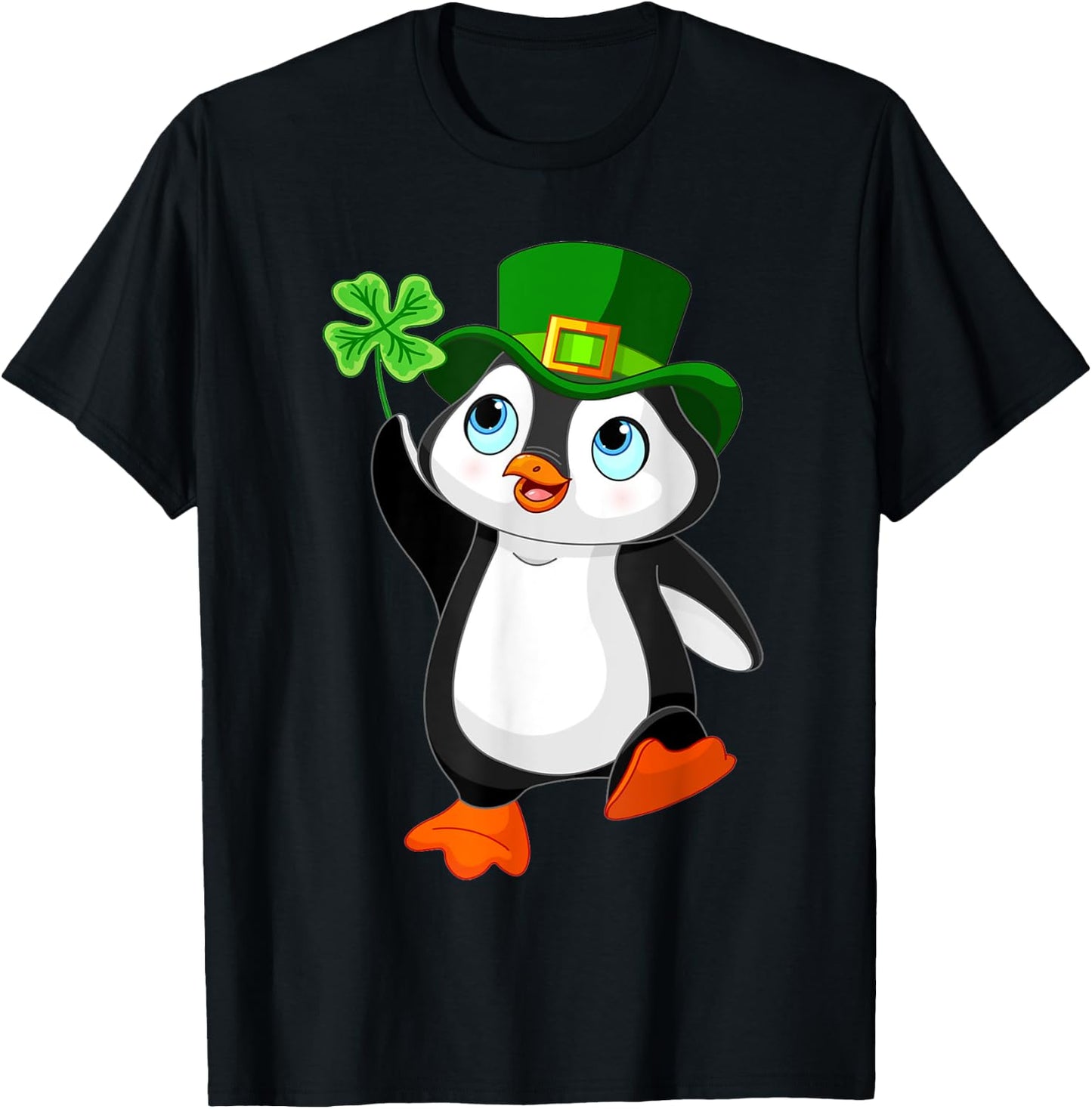 St. Patrick's Day Penguin Shirt, Irish, Shamrock, Clover T-Shirt - T-Shirt | Black