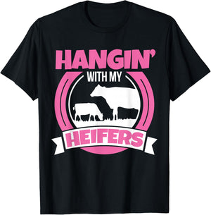 Cow Lover Cattle Farmer - Hanging With My Heifers - Cow T-Shirt - T-Shirt | Black