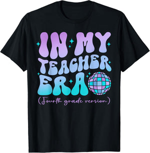 In My Teacher Era Back To School 4th Grade Version Men Women Girls Kids T-Shirt - T-Shirt | Black