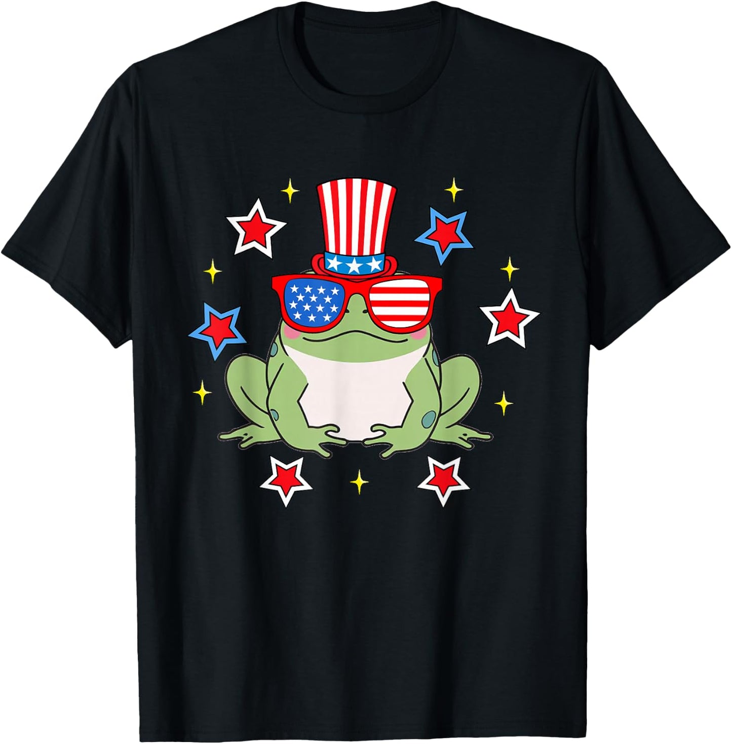 Cute Frog American Flag Patriotic Funny 4th of July T-Shirt - T-Shirt | Black