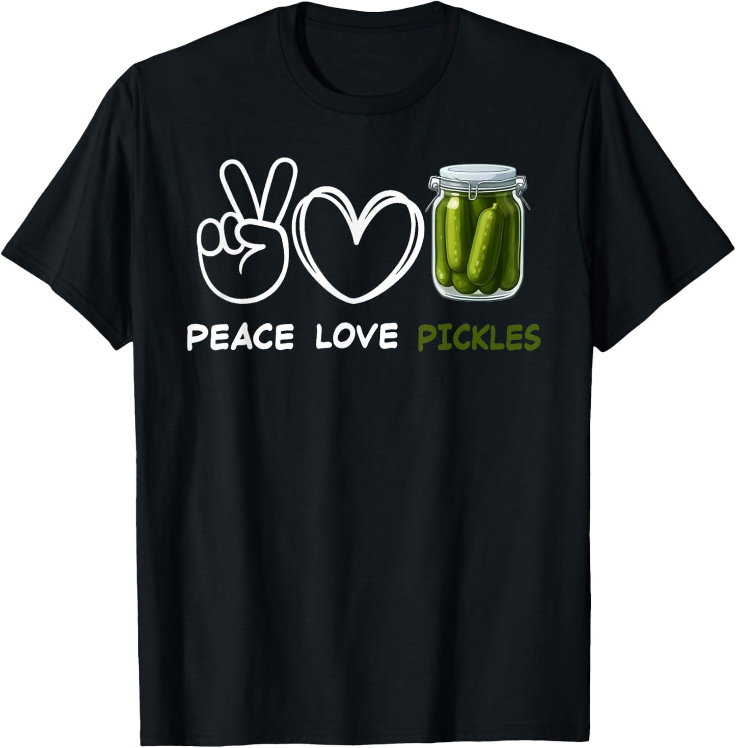 Peace, Love Pickles Retro Pickles Lover Food Lover T-Shirt - T-Shirt | Black