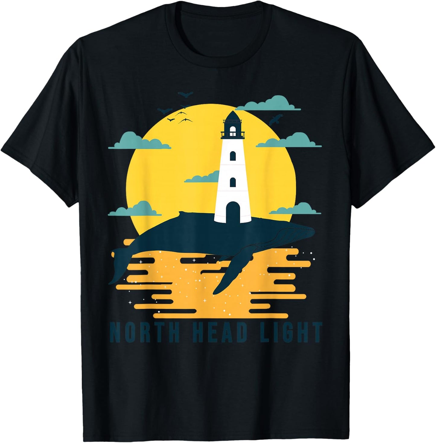 North Head Light Washington Lighthouse Cape Disappointment T-Shirt - T-Shirt | Black