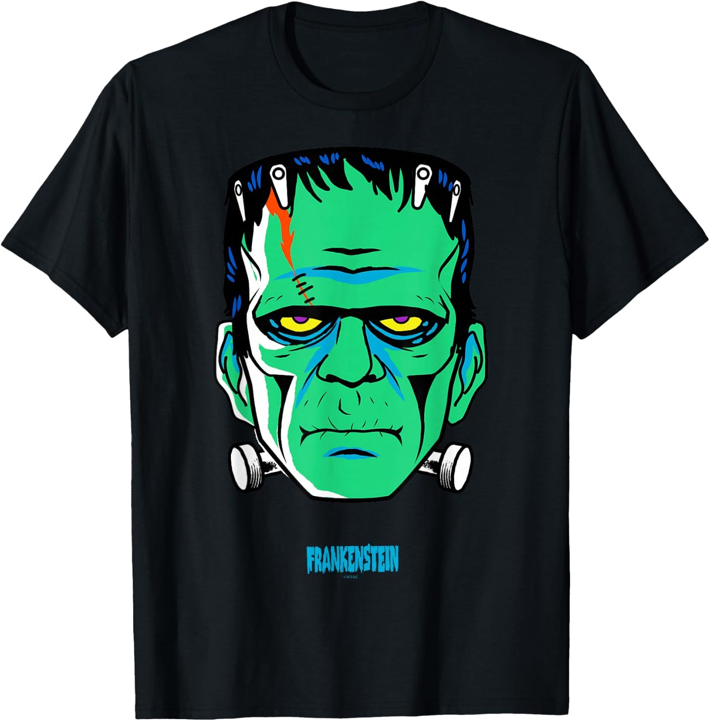 Universal Monsters Frankenstein retro big face T-Shirt - T-Shirt | Black