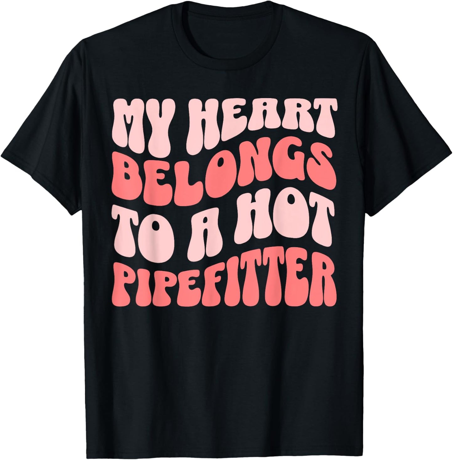 Wife Pipefitter Retro Wavy Girlfriend T-Shirt - T-Shirt | Black