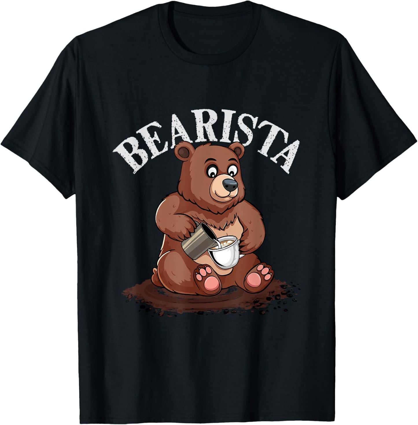 Cute Bear Bearista Coffee Lover Latte Art Barista T-Shirt - T-Shirt | Black