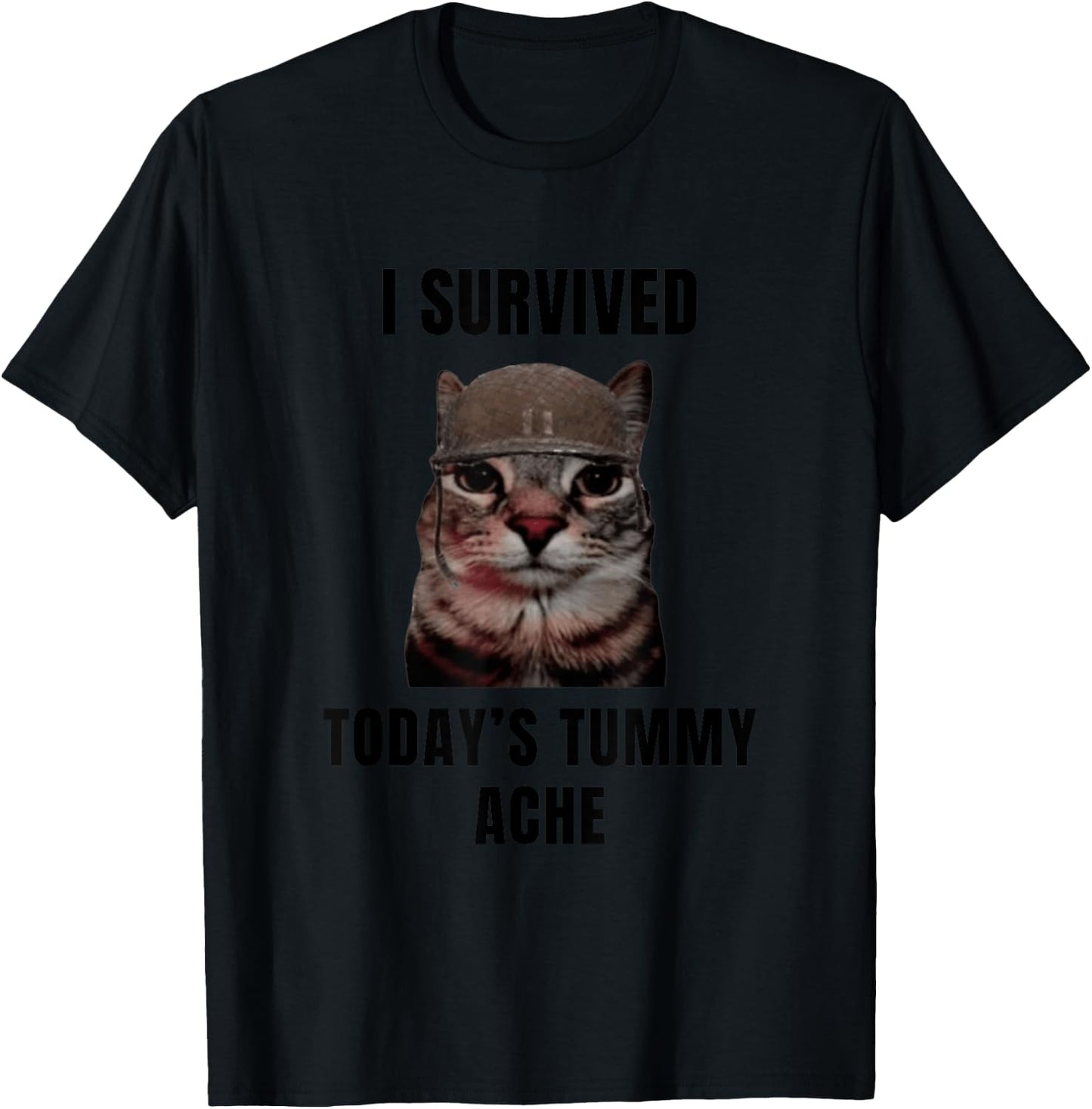 Funny I Survived Today's Tummy Ache Joke T-Shirt - T-Shirt | Black