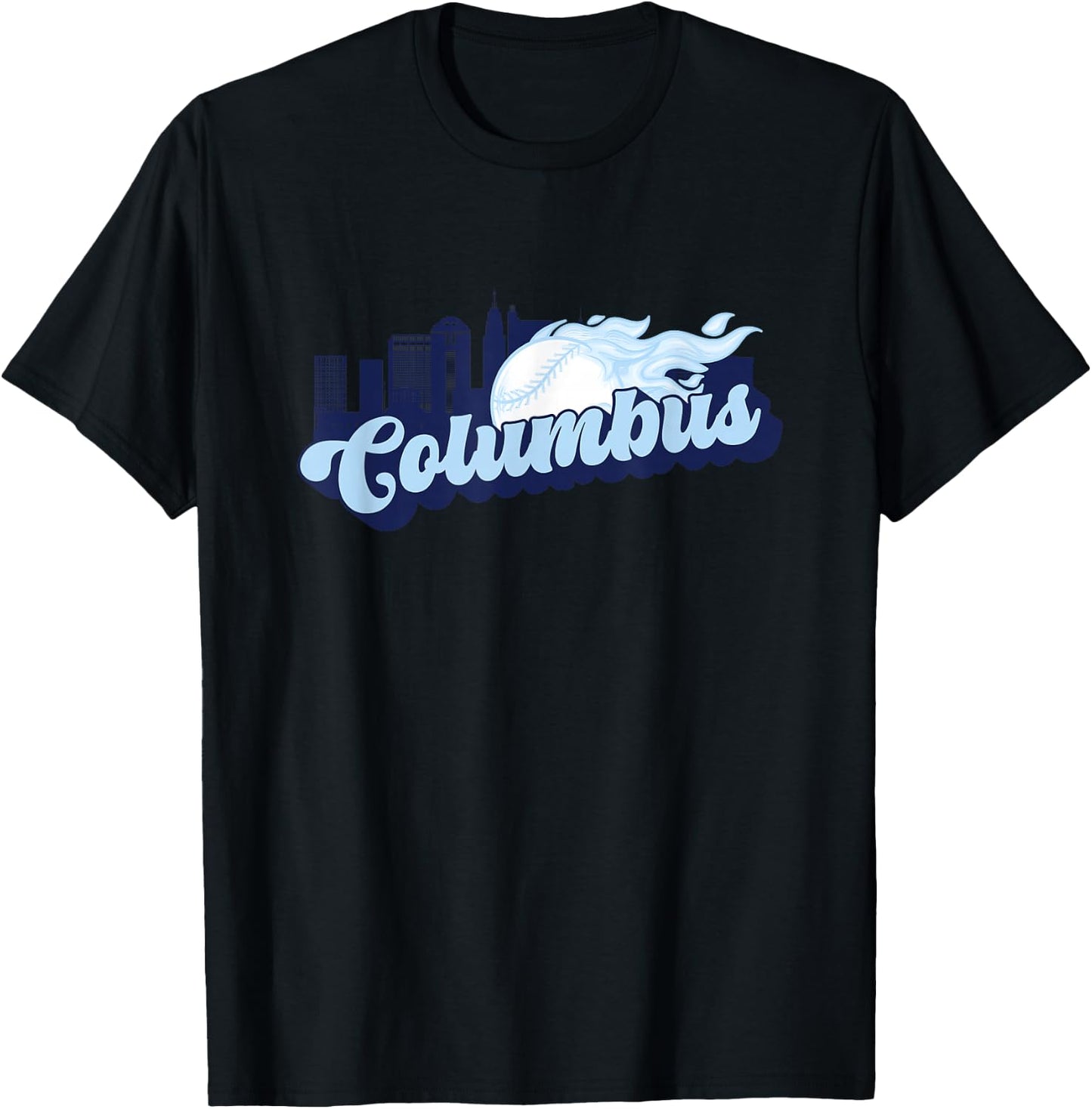 Columbus Baseball Vintage City Skyline Retro Baseball Lover T-Shirt - T-Shirt | Black