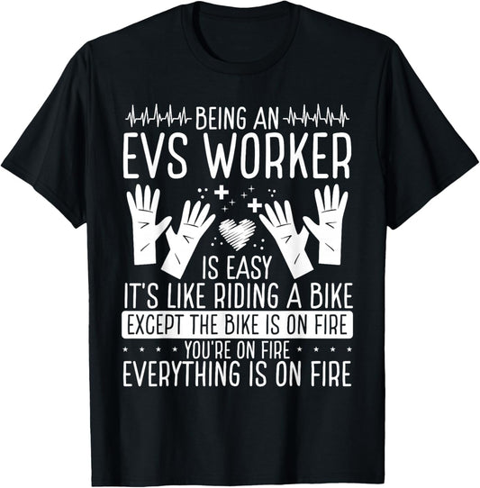 EVS Technician EVS Worker Environmental Service Tech T-Shirt - T-Shirt | Black