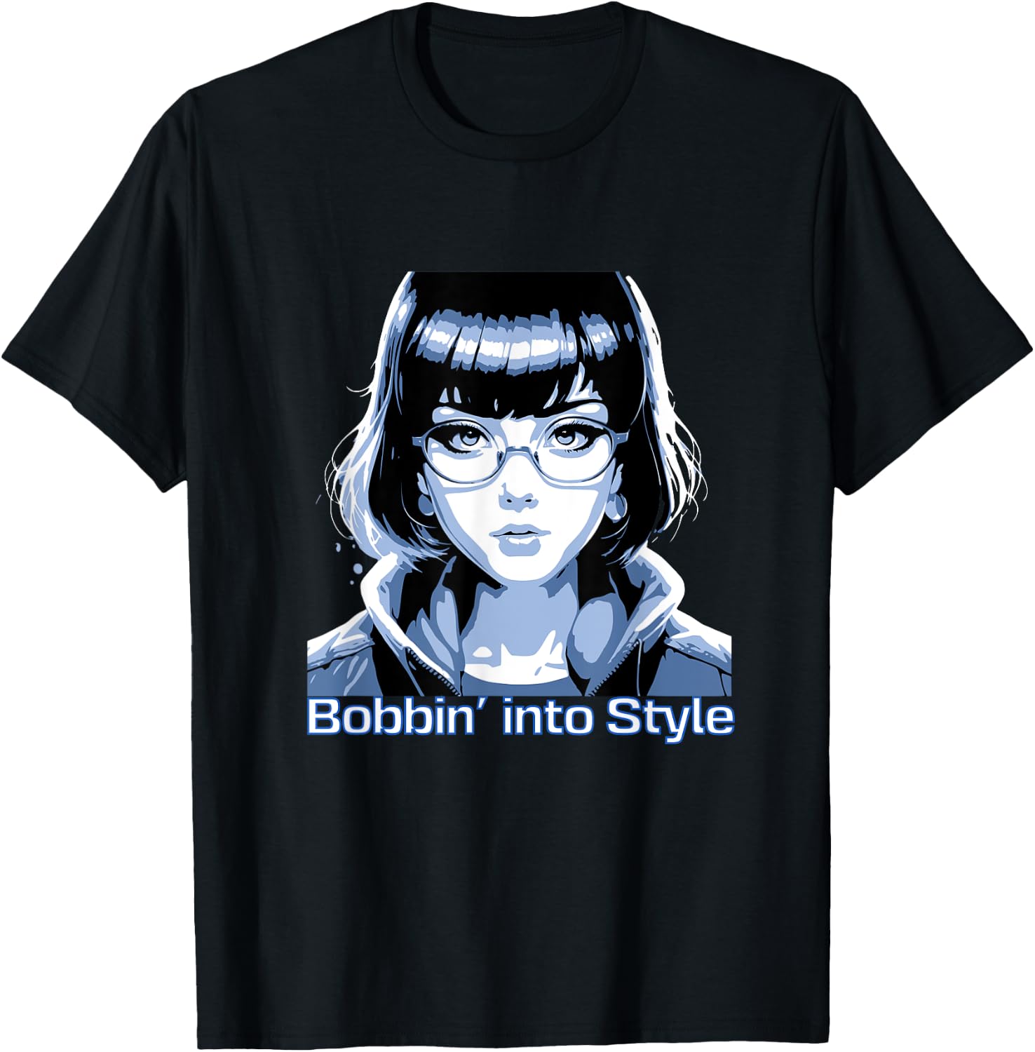 Anime Girls Short Pixie Hair Kawaii Bob Cut Women Fashion T-Shirt - T-Shirt | Black