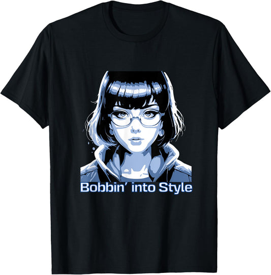 Anime Girls Short Pixie Hair Kawaii Bob Cut Women Fashion T-Shirt - T-Shirt | Black