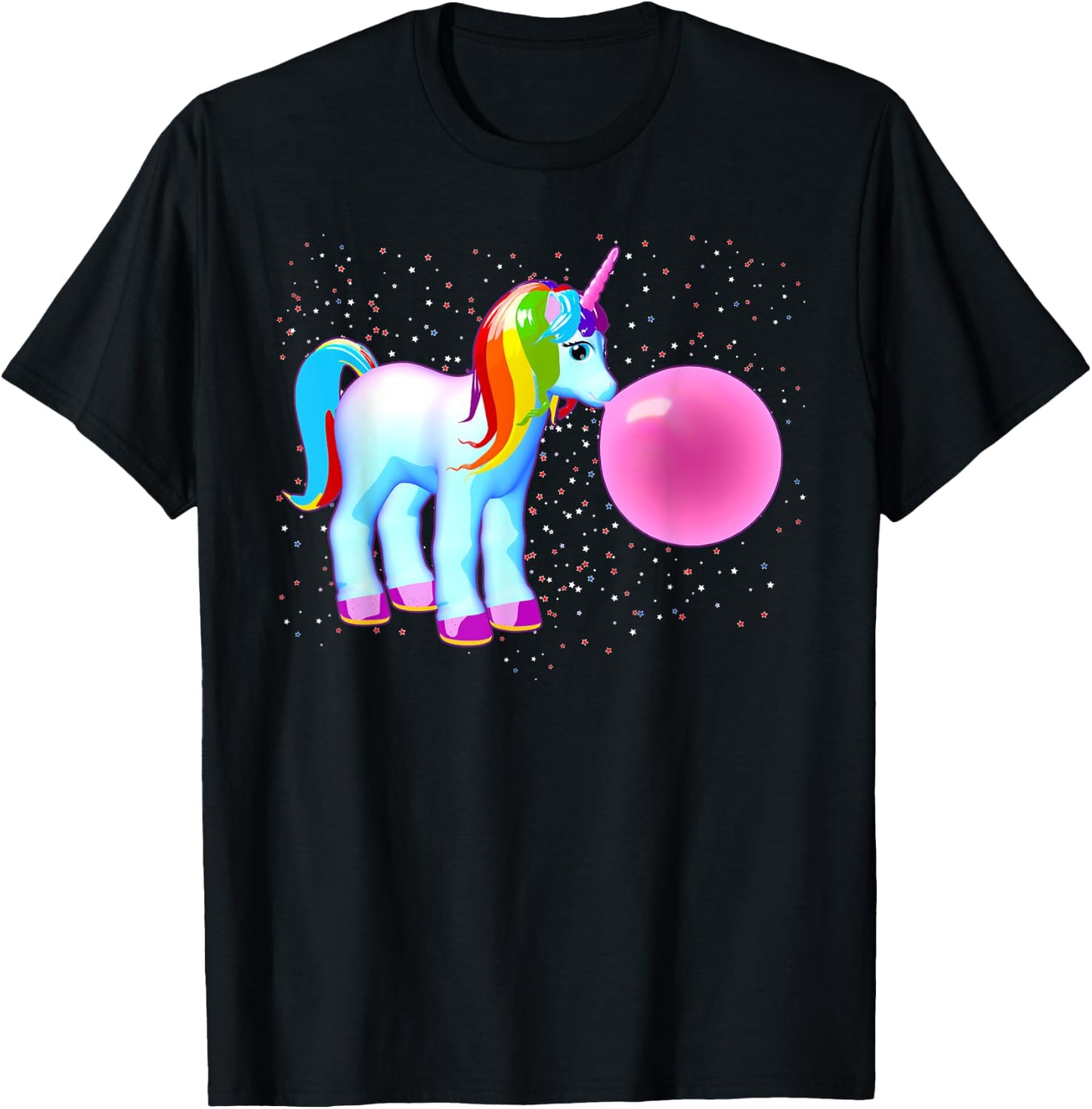Unicorn Shirt Bubble Gum Kawaii Cute Magical T-Shirt - T-Shirt | Black