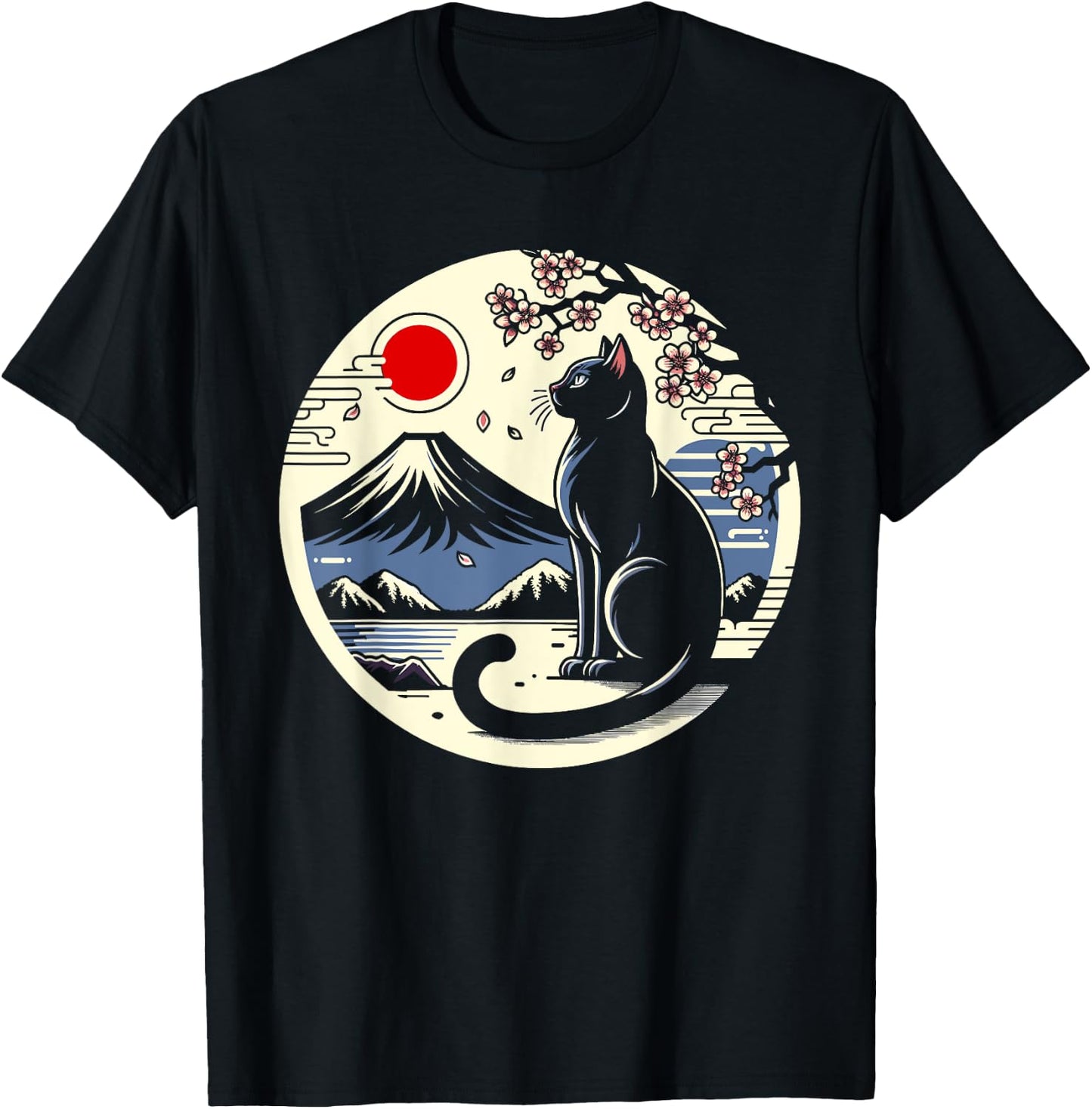 Kawaii Cat Anime Japanese Retro Men Women Kids Funny Cat T-Shirt - T-Shirt | Black