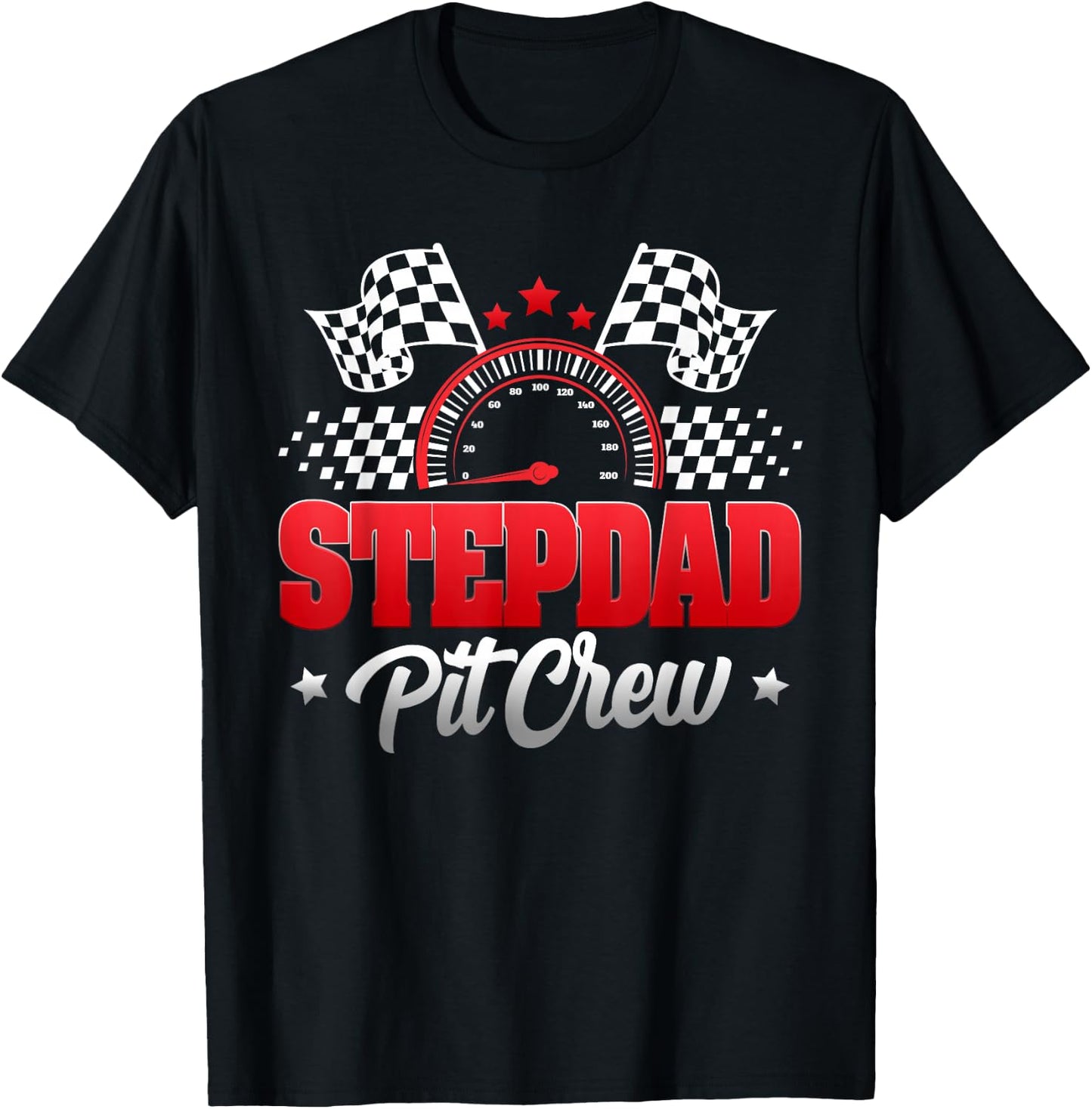 Stepdad Pit Crew Race Car Birthday Family Matching T-Shirt - T-Shirt | Black