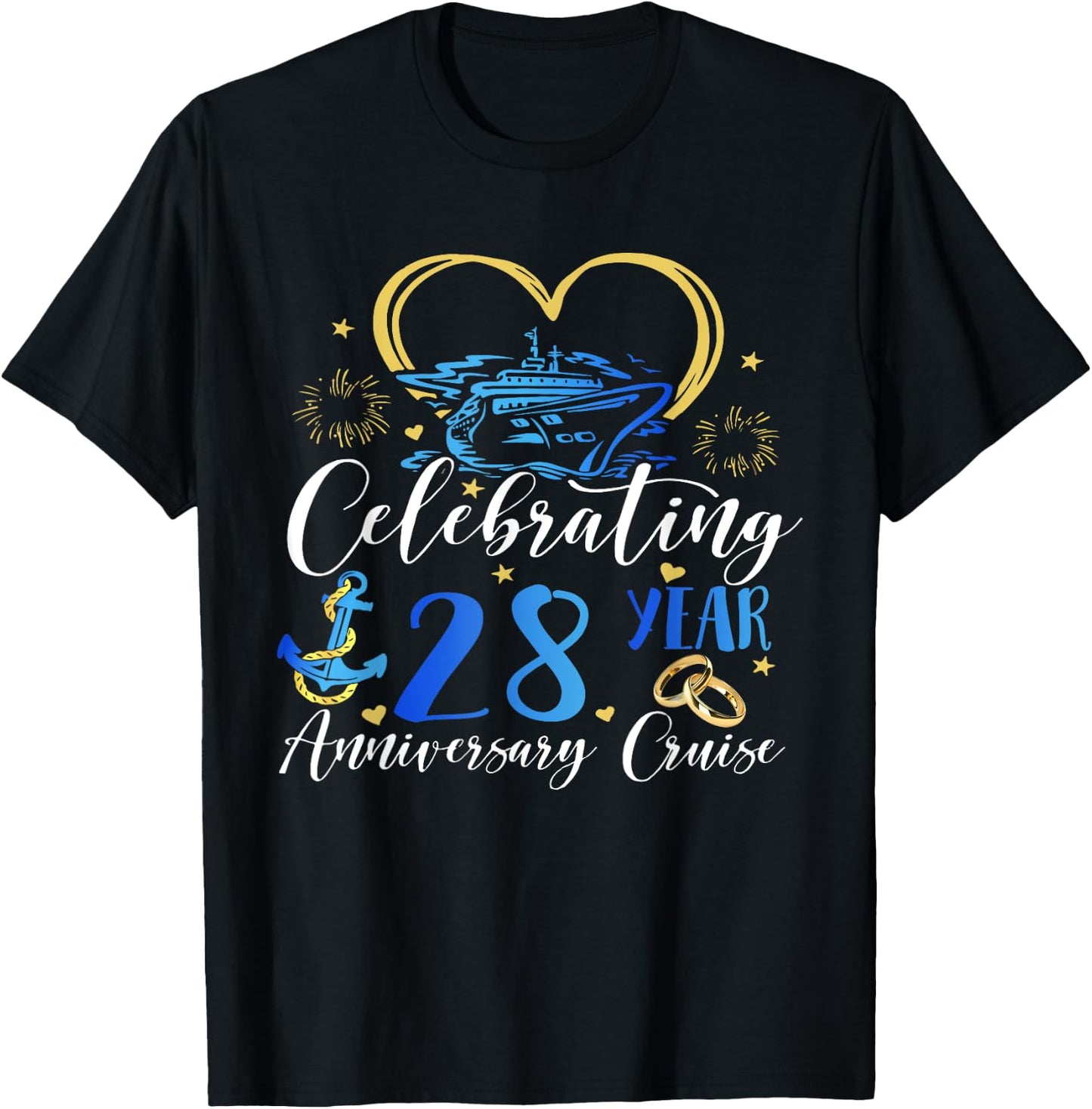 Celebrating 28 Years Anniversary Cruise 28th Anniversary T-Shirt - T-Shirt | Black