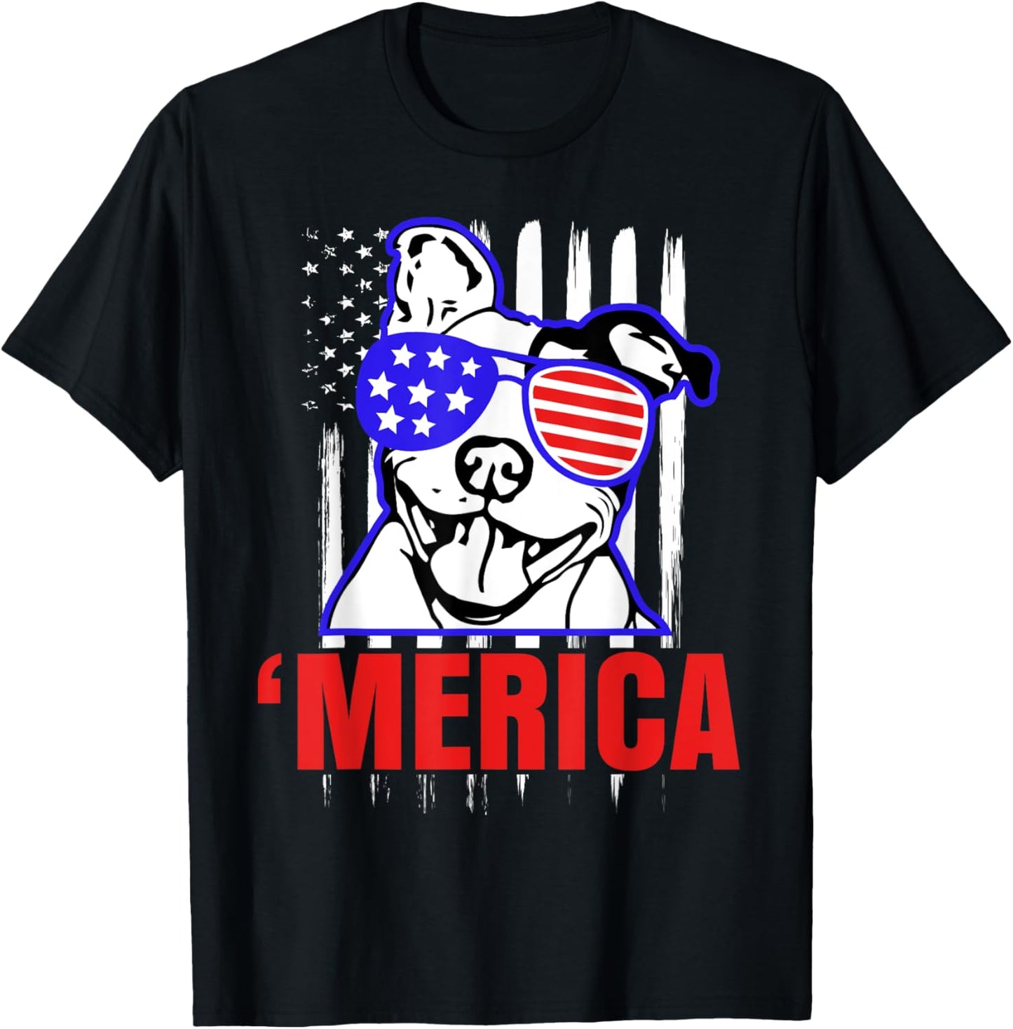 'Merica Funny Pitbull Shirt America Parody Party Pit Bull T-Shirt - T-Shirt | Black