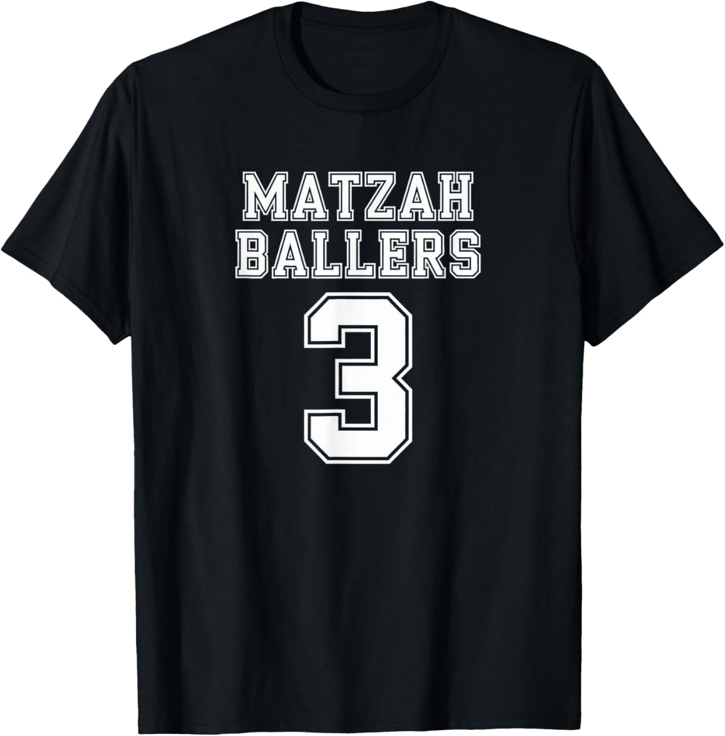 Matzah Ballers Number 3 Funny Jersey Sport Style Jewish Food T-Shirt - T-Shirt | Black