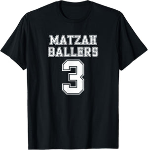Matzah Ballers Number 3 Funny Jersey Sport Style Jewish Food T-Shirt - T-Shirt | Black
