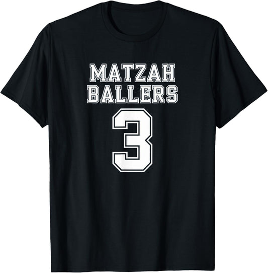 Matzah Ballers Number 3 Funny Jersey Sport Style Jewish Food T-Shirt - T-Shirt | Black