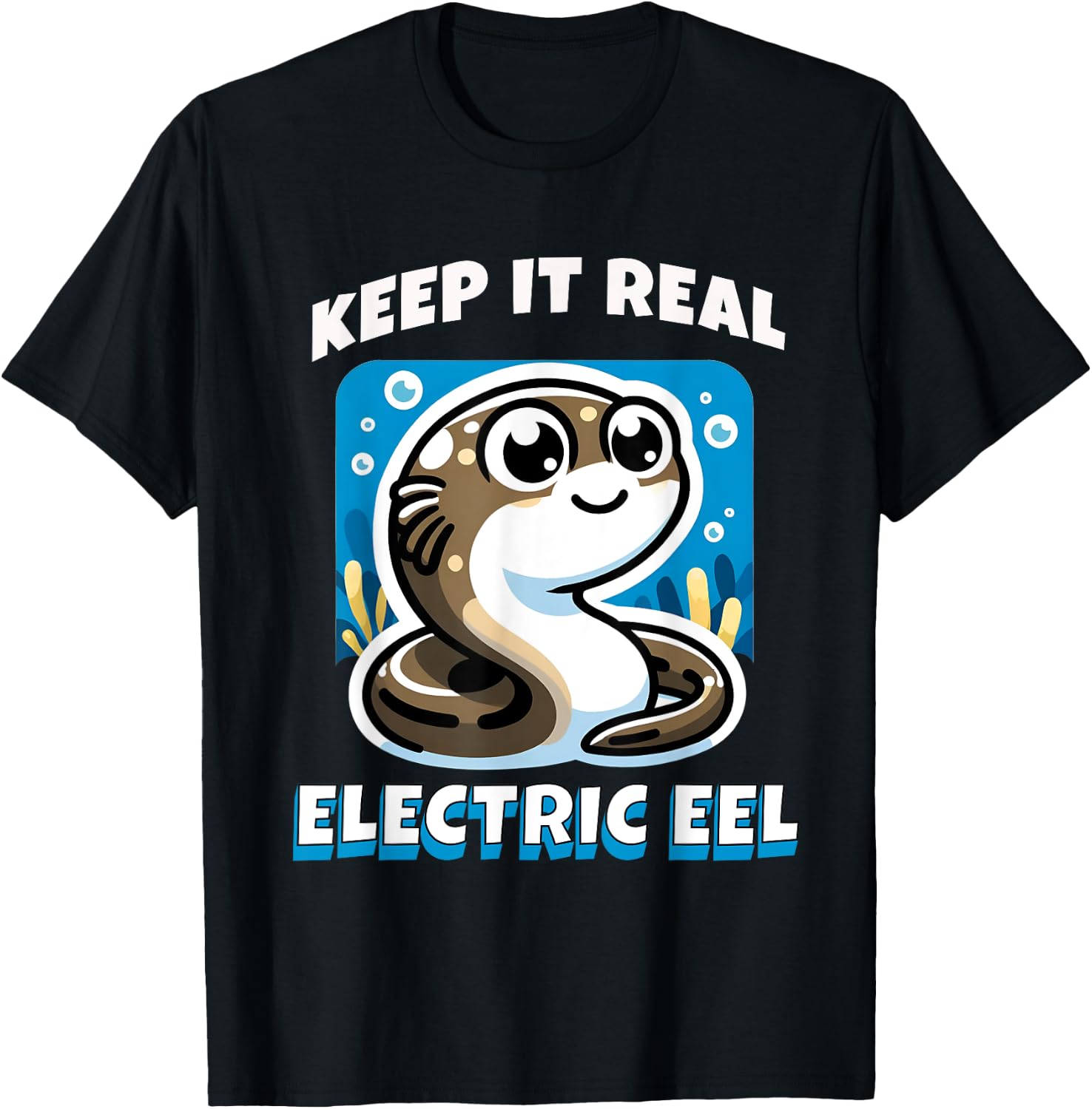 Keep It Real Electric Eel Funny Pun Animal Boys Girls Kids T-Shirt - T-Shirt | Black