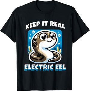 Keep It Real Electric Eel Funny Pun Animal Boys Girls Kids T-Shirt - T-Shirt | Black