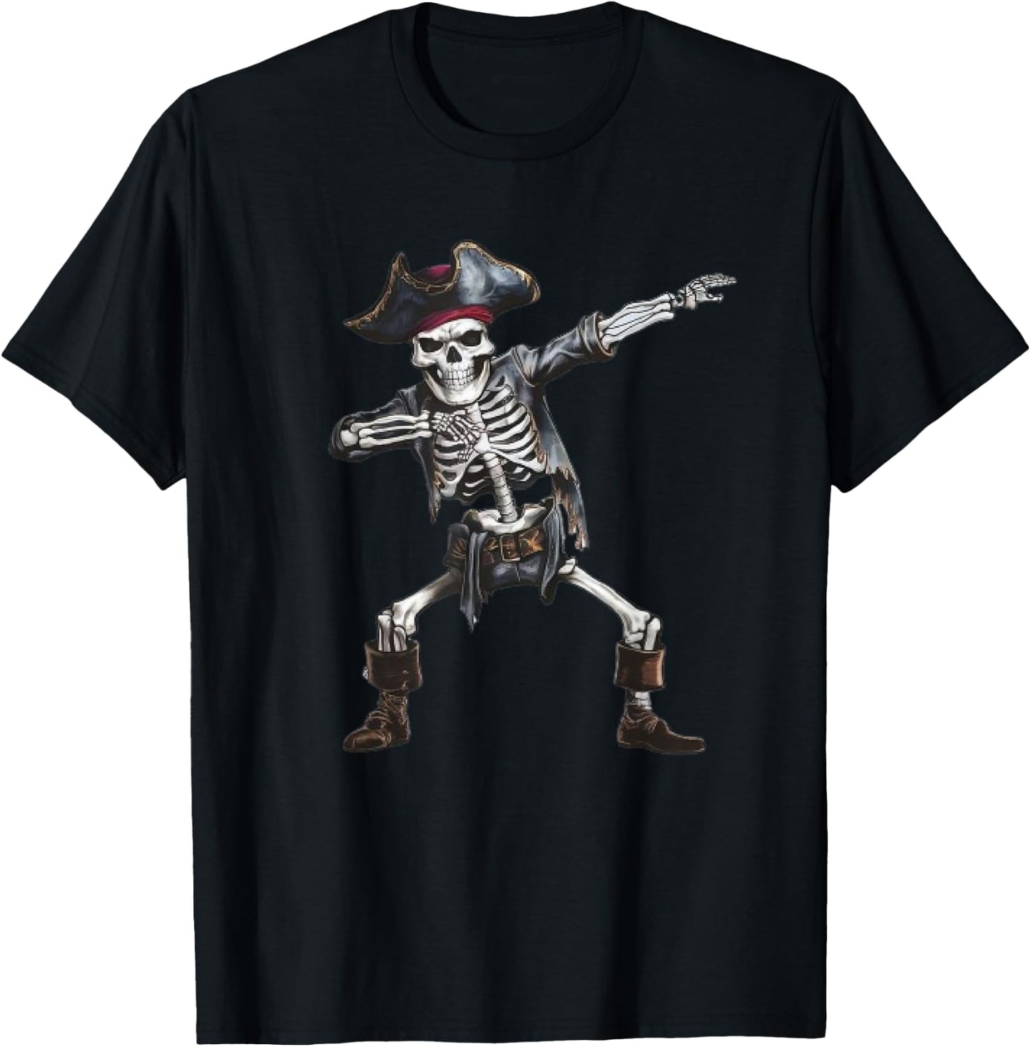 Dabbing Skeleton Pirate Halloween Kids Jolly Roger Pirate T-Shirt - T-Shirt | Black