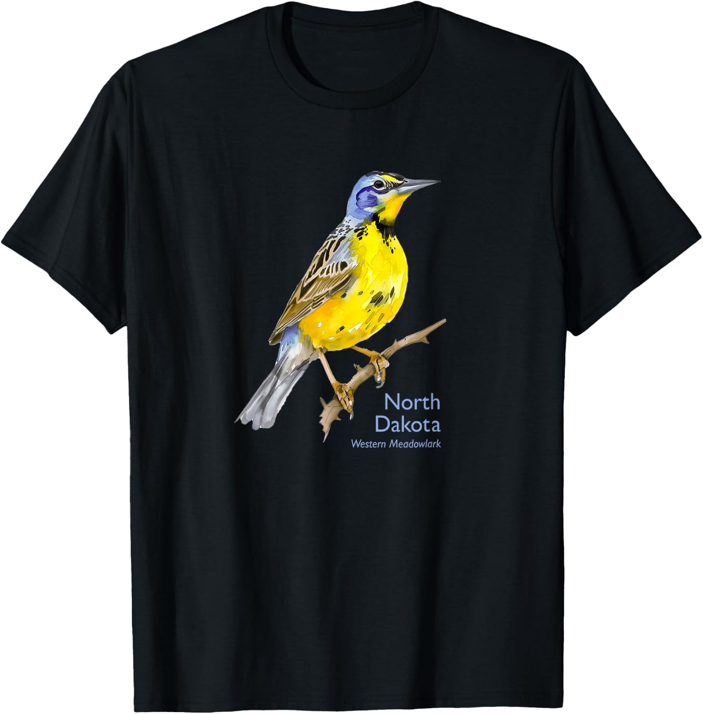 North Dakota Western Meadowlark Bird Birder Souvenir T-Shirt - T-Shirt | Black