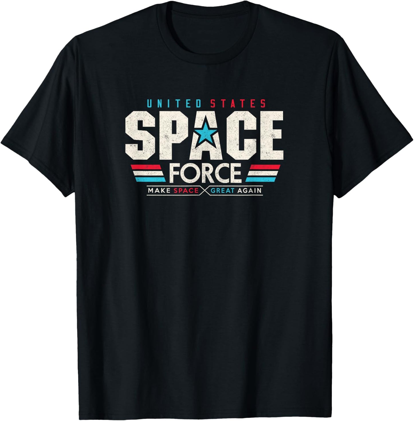 Space Force Retro Vintage Trump USA T-Shirt - T-Shirt | Black