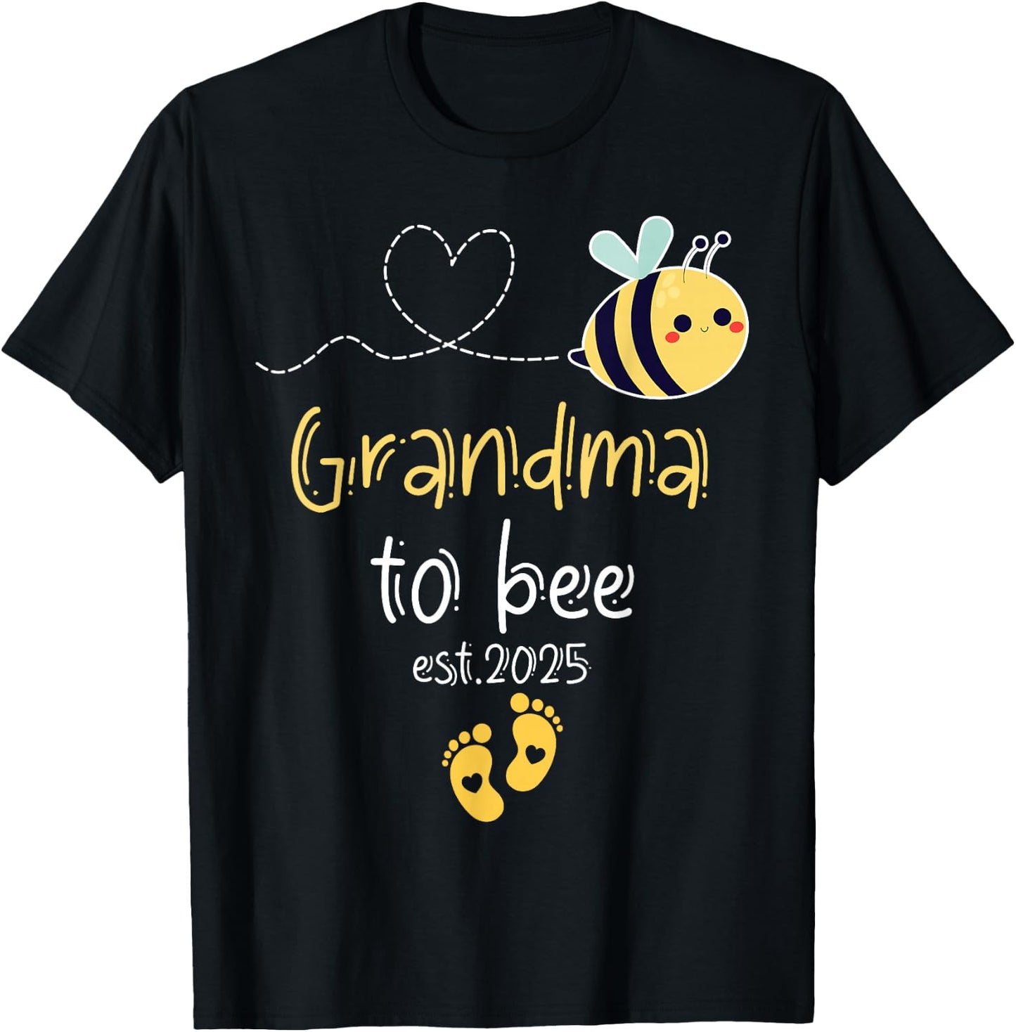 Cute Promoted To Grandma To Bee 2025 Family Pregnancy T-Shirt - T-Shirt | Black