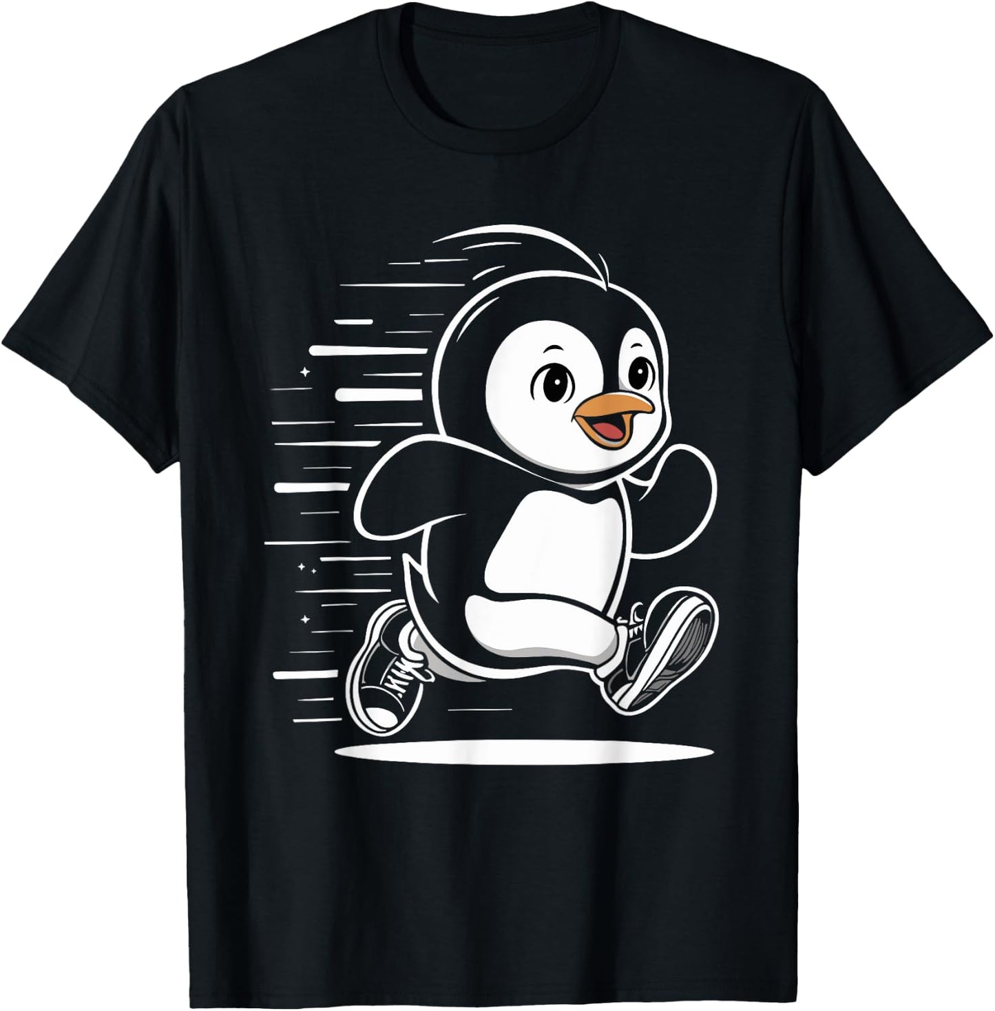 Jogging Penguin Runner Running Animal Cute Jogger T-Shirt - T-Shirt | Black