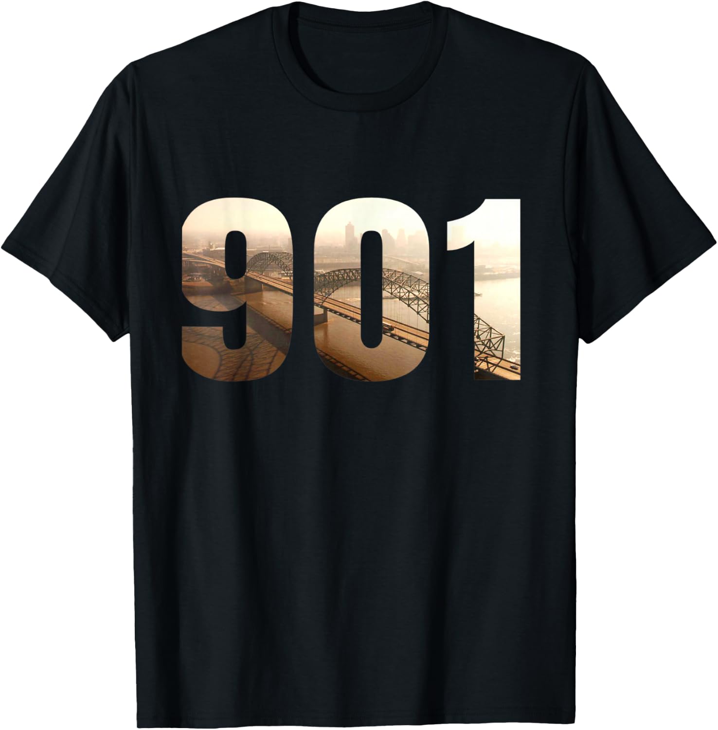 I am 901 - Memphis Tennessee Area Code - Historical Bridge T-Shirt - T-Shirt | Black