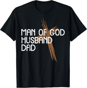 Man Of God Husband Dad Jesus Religious Christian Papa Men T-Shirt - T-Shirt | Black