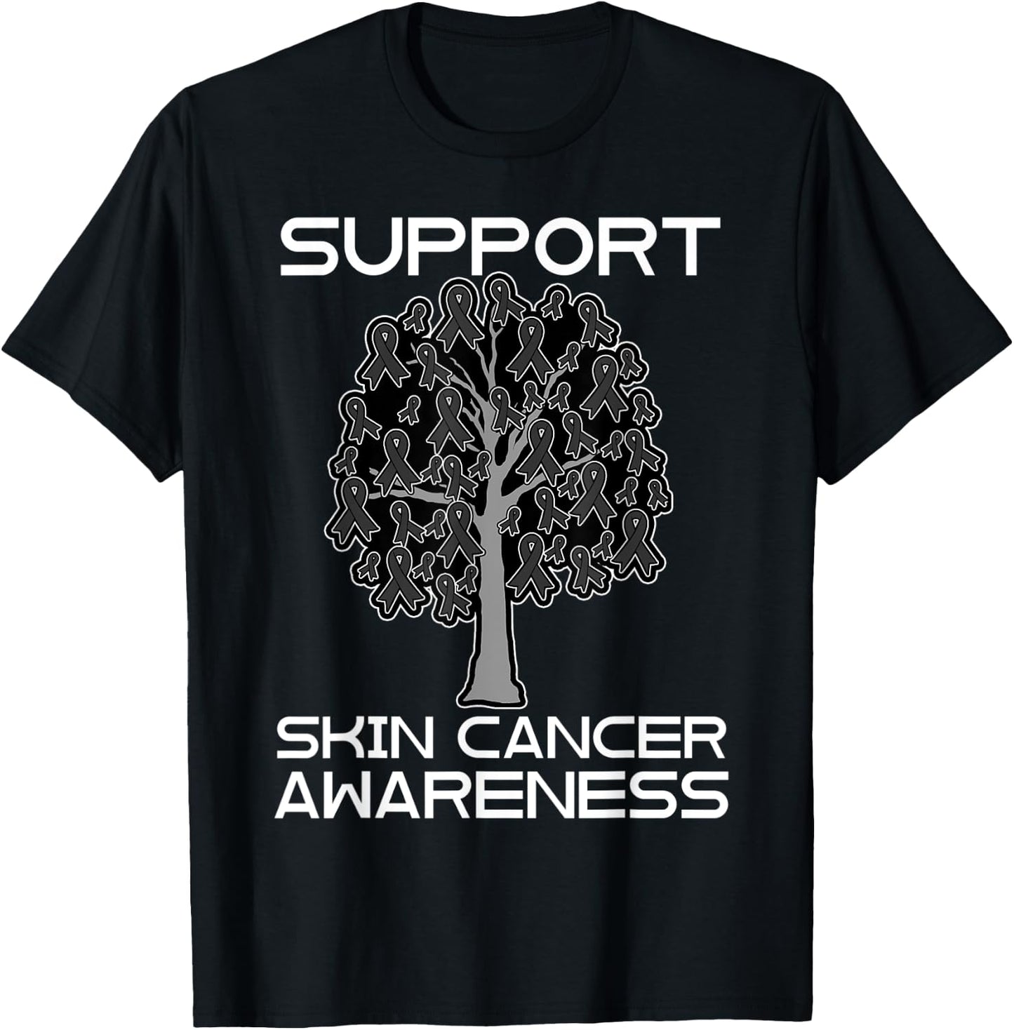 Skin Cancer Awareness Melanoma Black Ribbon Dermatologists T-Shirt - T-Shirt | Black