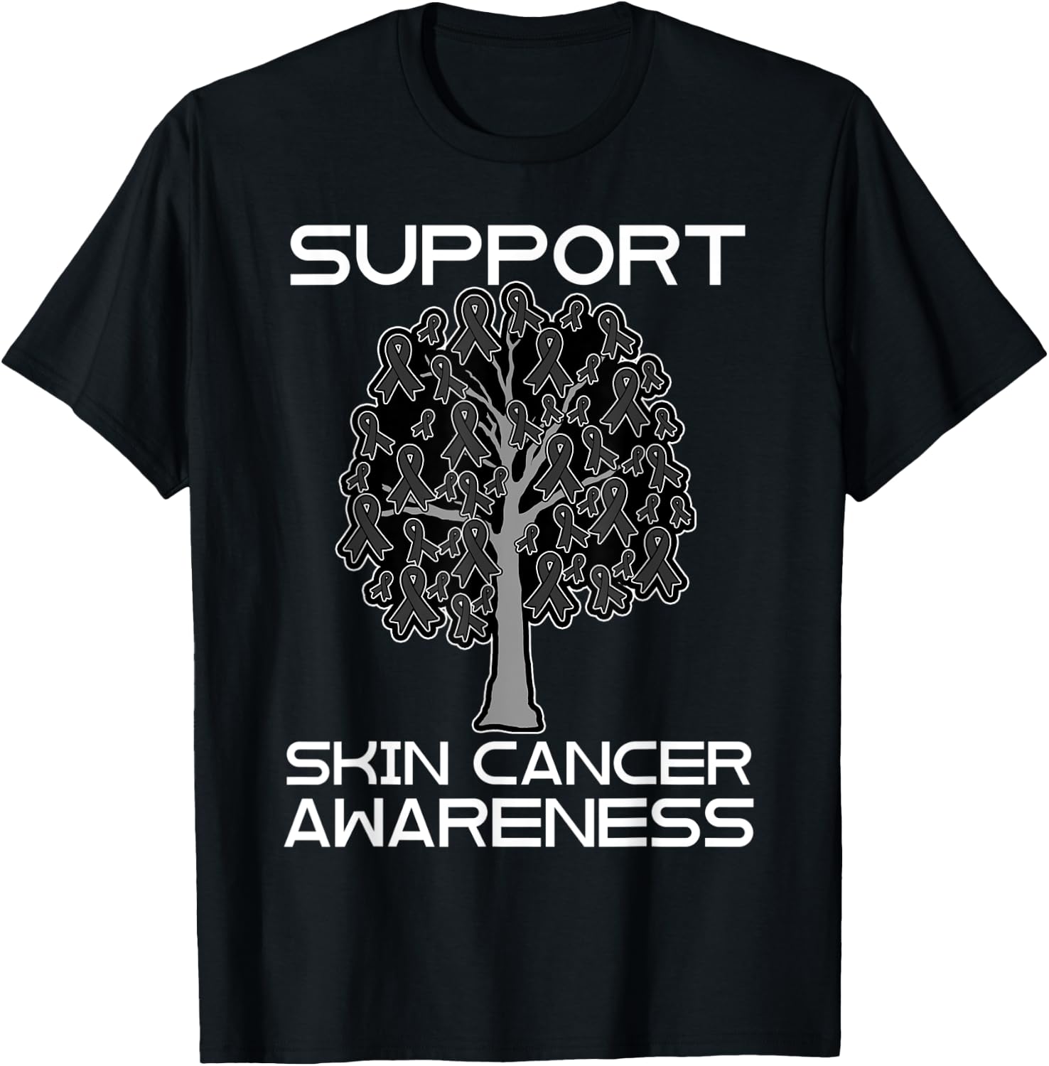 Skin Cancer Awareness Melanoma Black Ribbon Dermatologists T-Shirt - T-Shirt | Black