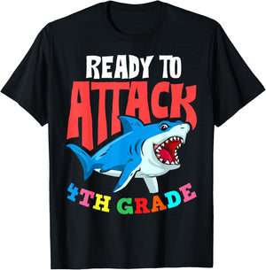 Ready To Attack Fourth Grade Student 4th Grade Teacher Men Women Girls Kids T-Shirt - T-Shirt | Black