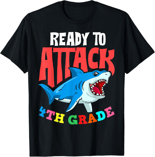 Ready To Attack Fourth Grade Student 4th Grade Teacher Men Women Girls Kids T-Shirt - T-Shirt | Black