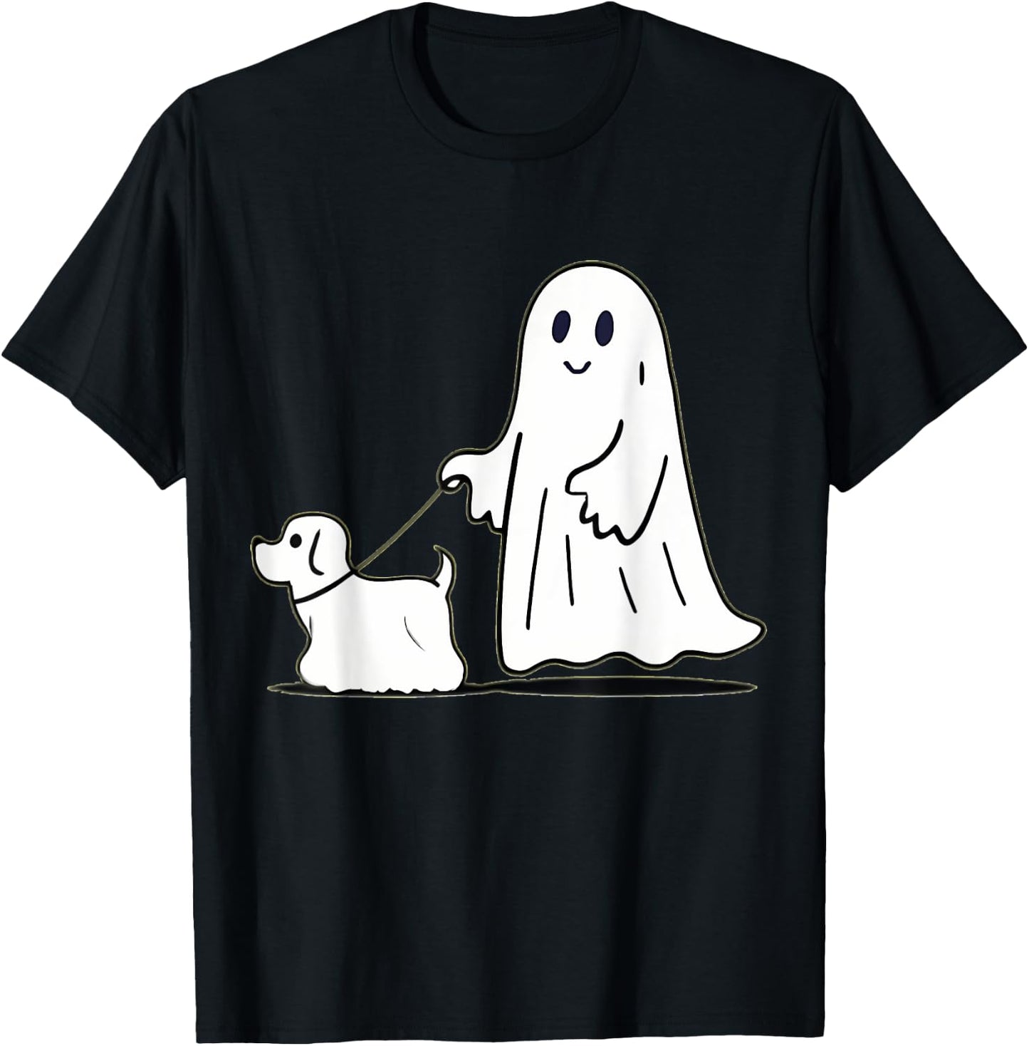 Ghost Walking Dog Ghostie Funny Halloween Dog Lover T-Shirt - T-Shirt | Black